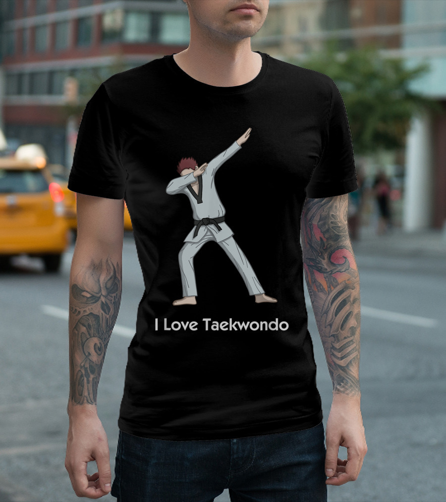 Dabbing I Love Taekwondo Black Belt Spar Wars T-Shirt
