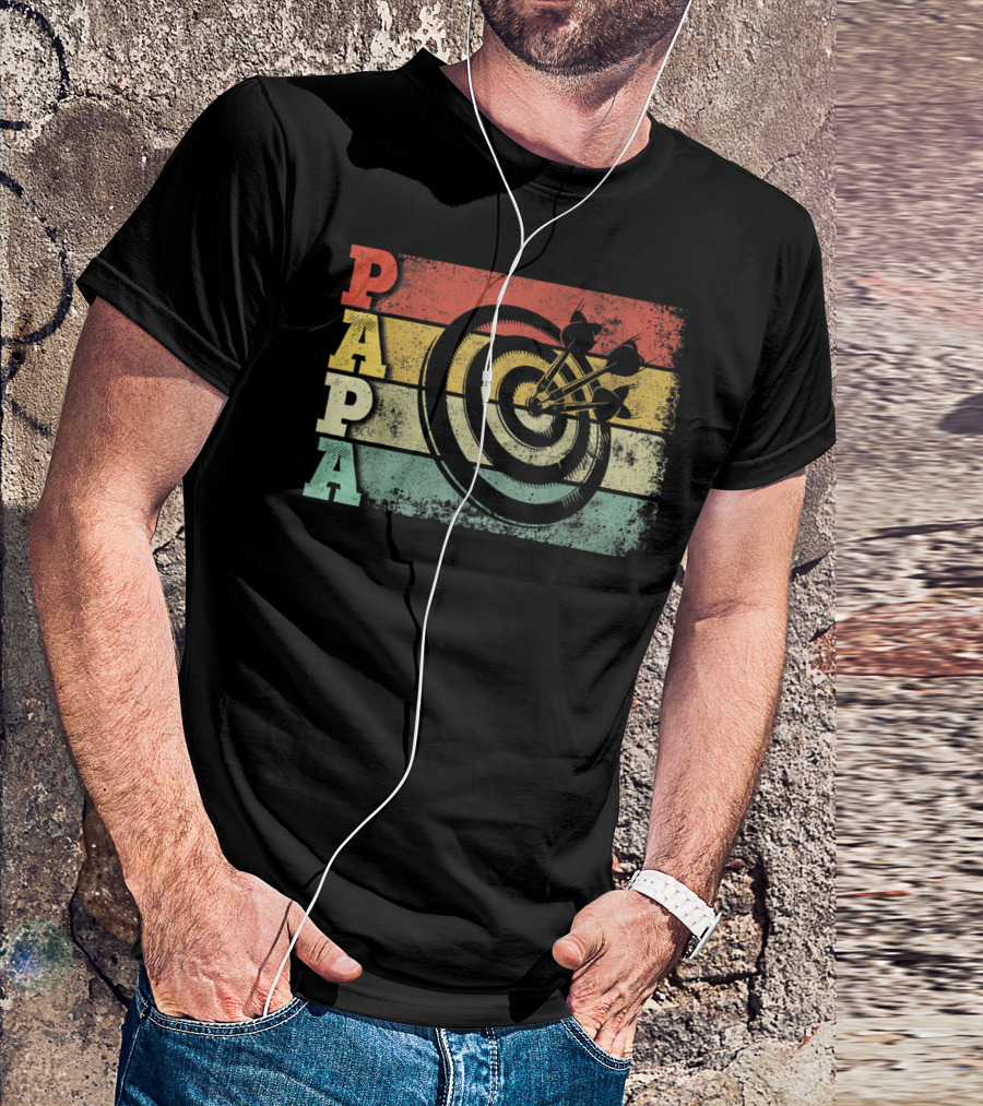 Papa Darts Vintage Target Father's Day Retro T-Shirt
