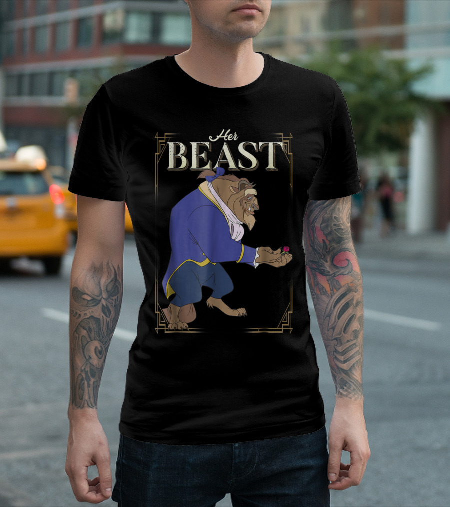 Disney Beauty and the Beast Her Beast Holding Rose T-Shirt