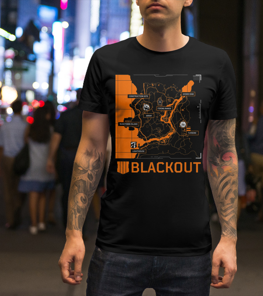Blackout Map Call Of Duty Black Ops 4 Nuketown Island Hydro Dam Firing Range T-Shirt