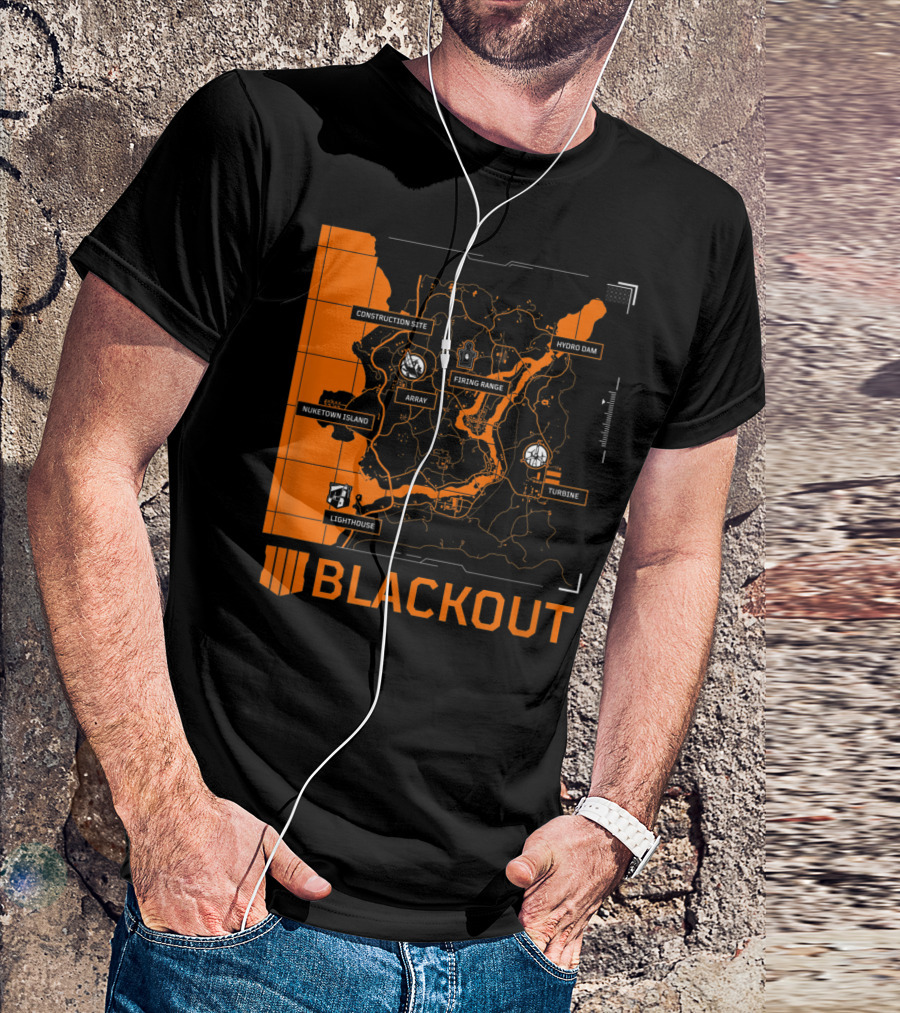 Blackout Map Call Of Duty Black Ops 4 Nuketown Island Hydro Dam Firing Range T-Shirt