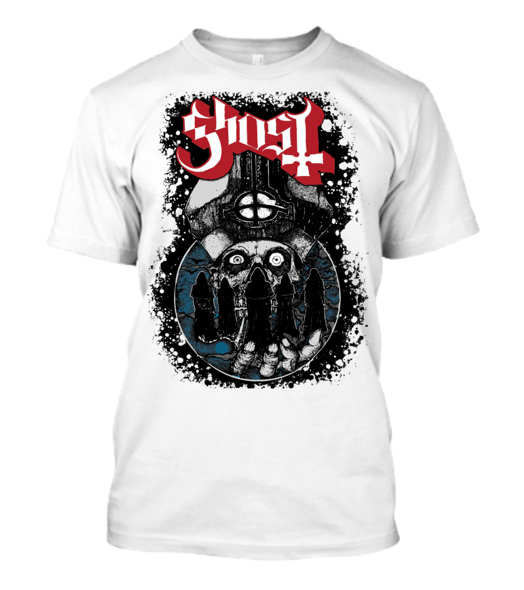 Ghost BC Heavy Metal Music 666 Fan Art Hooded Skull T-Shirt