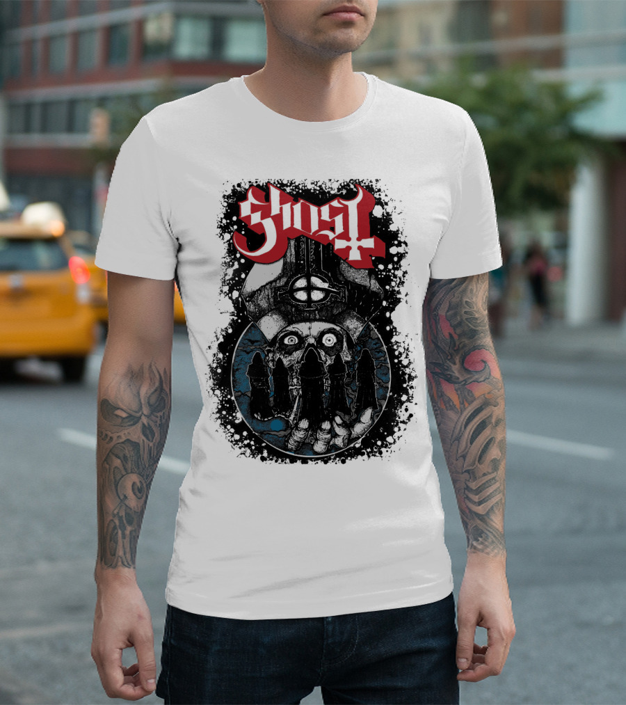 Ghost BC Heavy Metal Music 666 Fan Art Hooded Skull T-Shirt