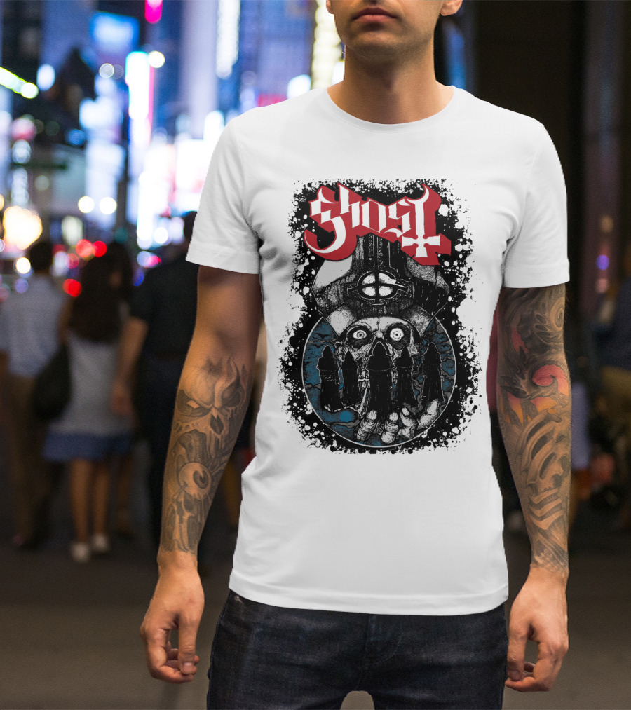 Ghost BC Heavy Metal Music 666 Fan Art Hooded Skull T-Shirt