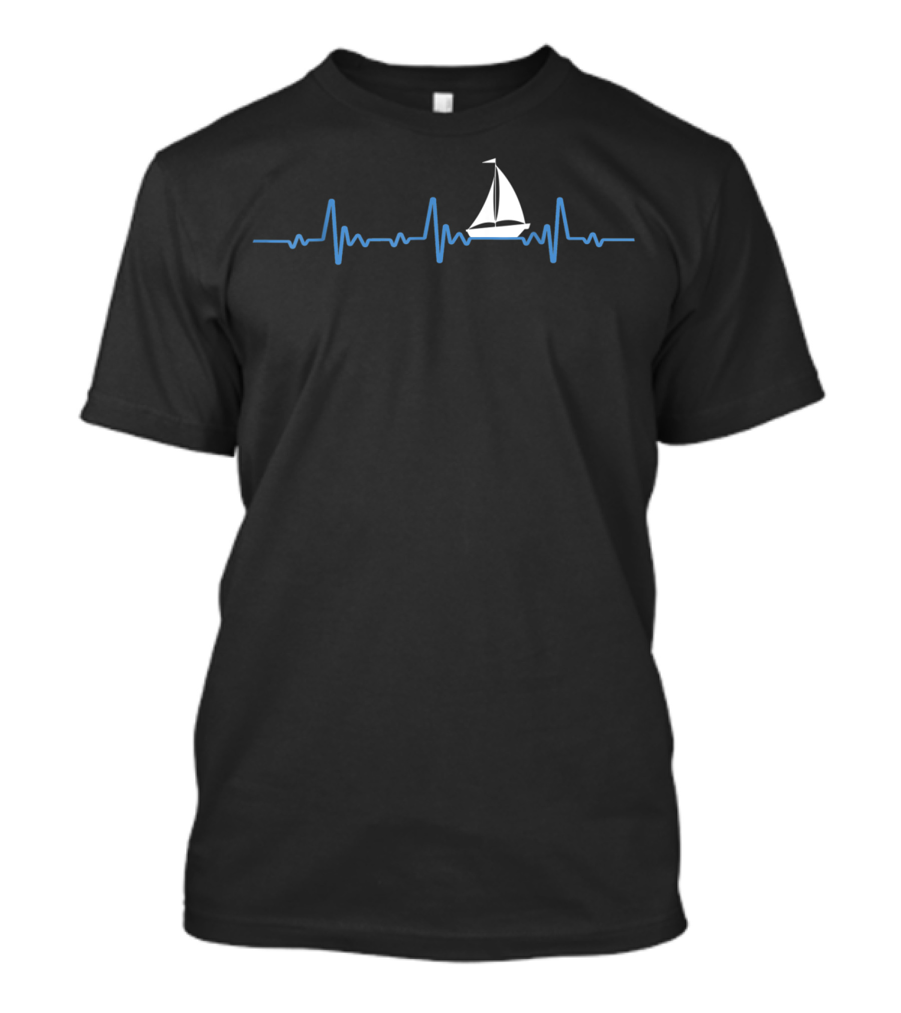Heartbeat Sailing Sailboat Graphic For Funny Sailors T-Shirt