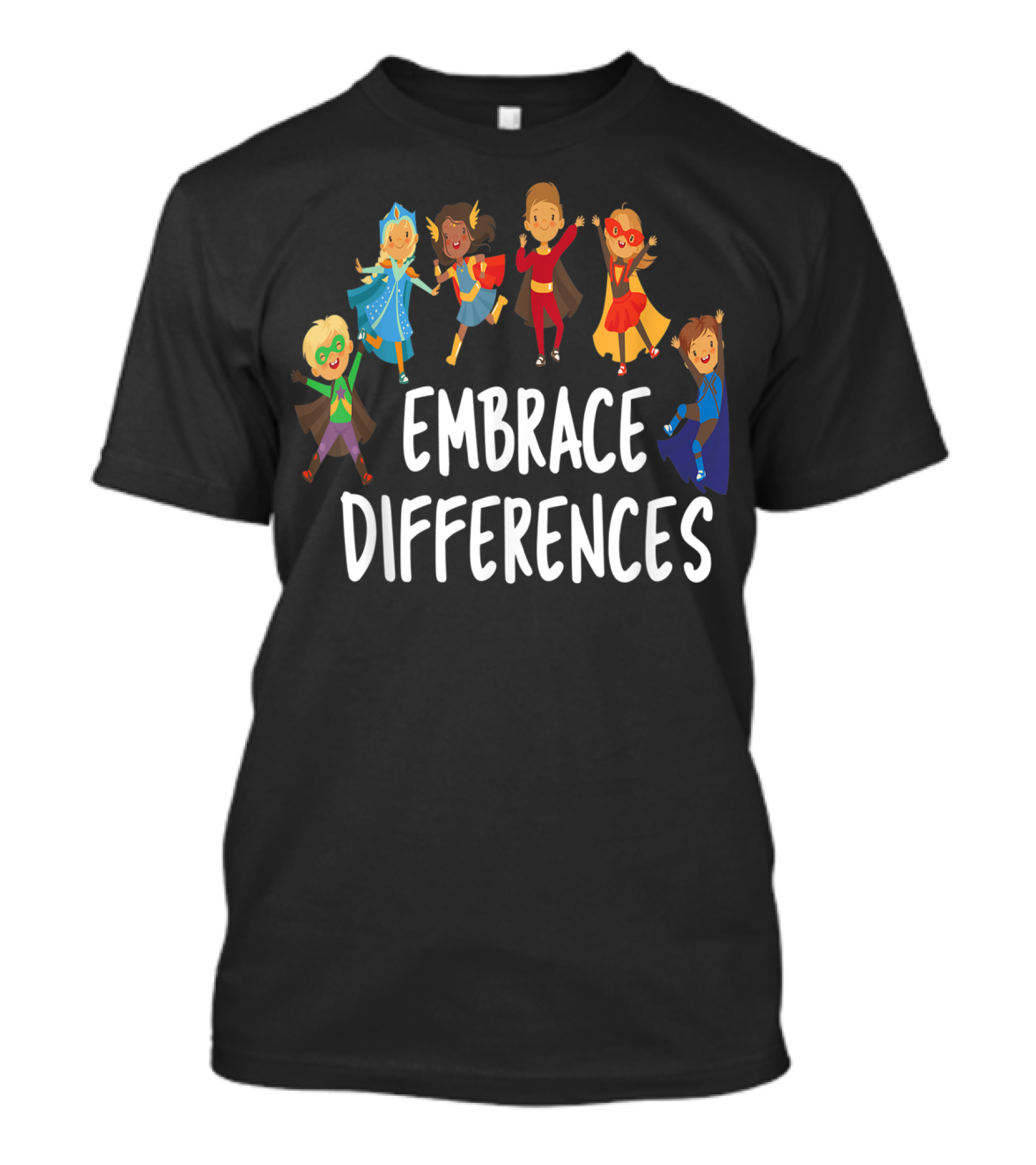 Embrace Differences Autism Awareness Day Super Hero Characters T-Shirt