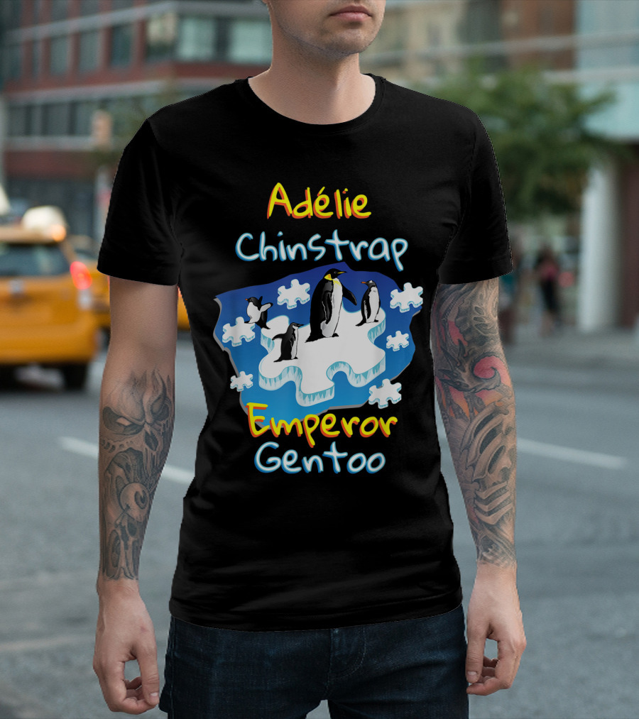 Adelie Chinstrap Emperor Gentoo Penguins Puzzle Autism T-Shirt