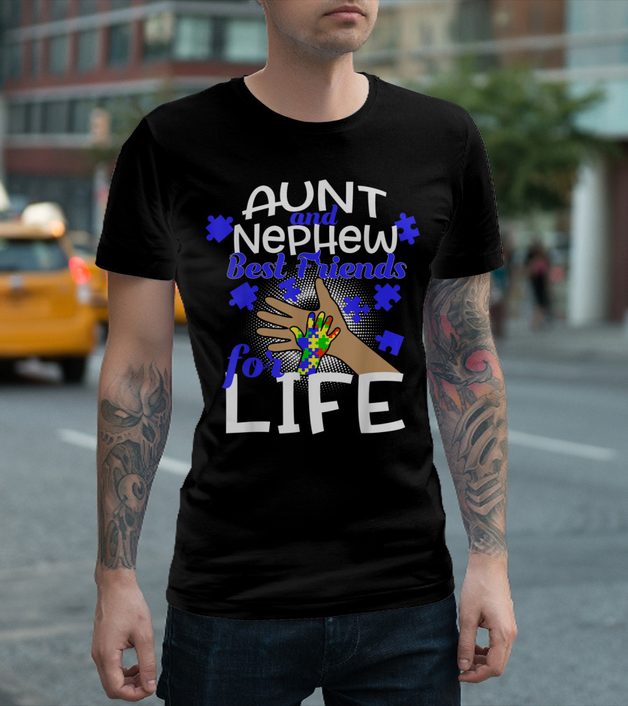 Aunt And Nephew Best Friends For Life Puzzle Piece Autism Awareness T-Shirt