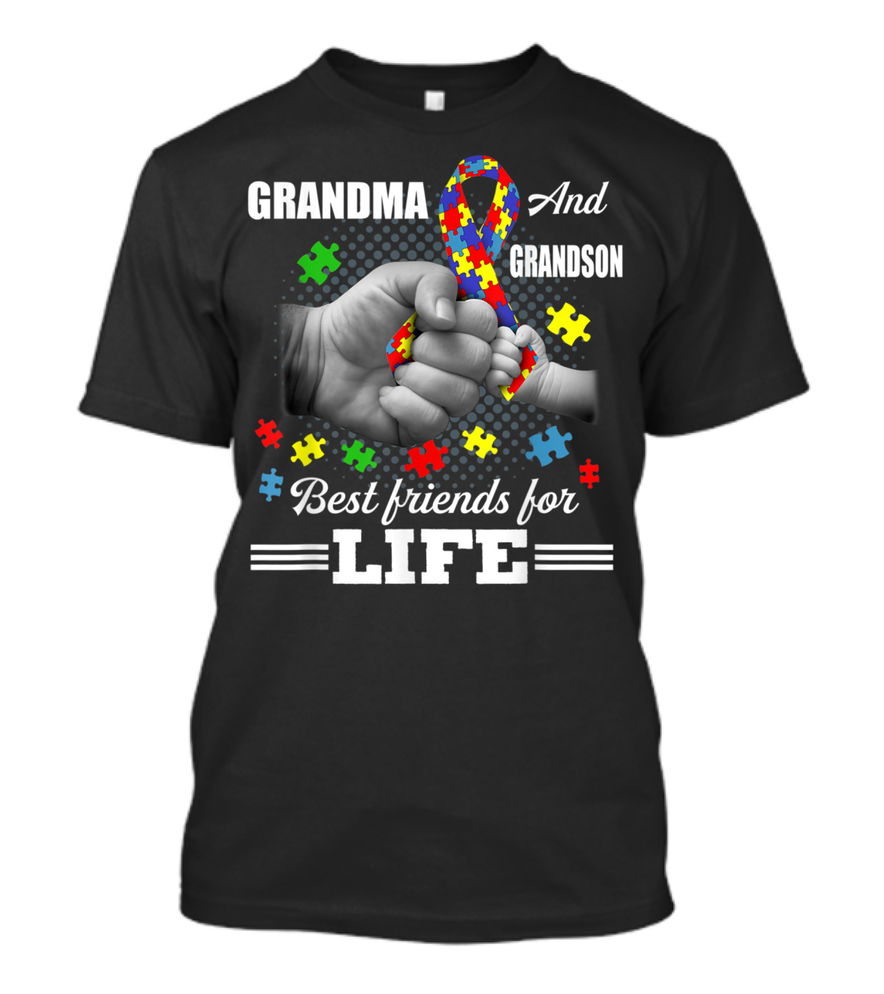 Grandma And Grandson Best Friends For Life Autism Awareness Puzzles T-Shirt