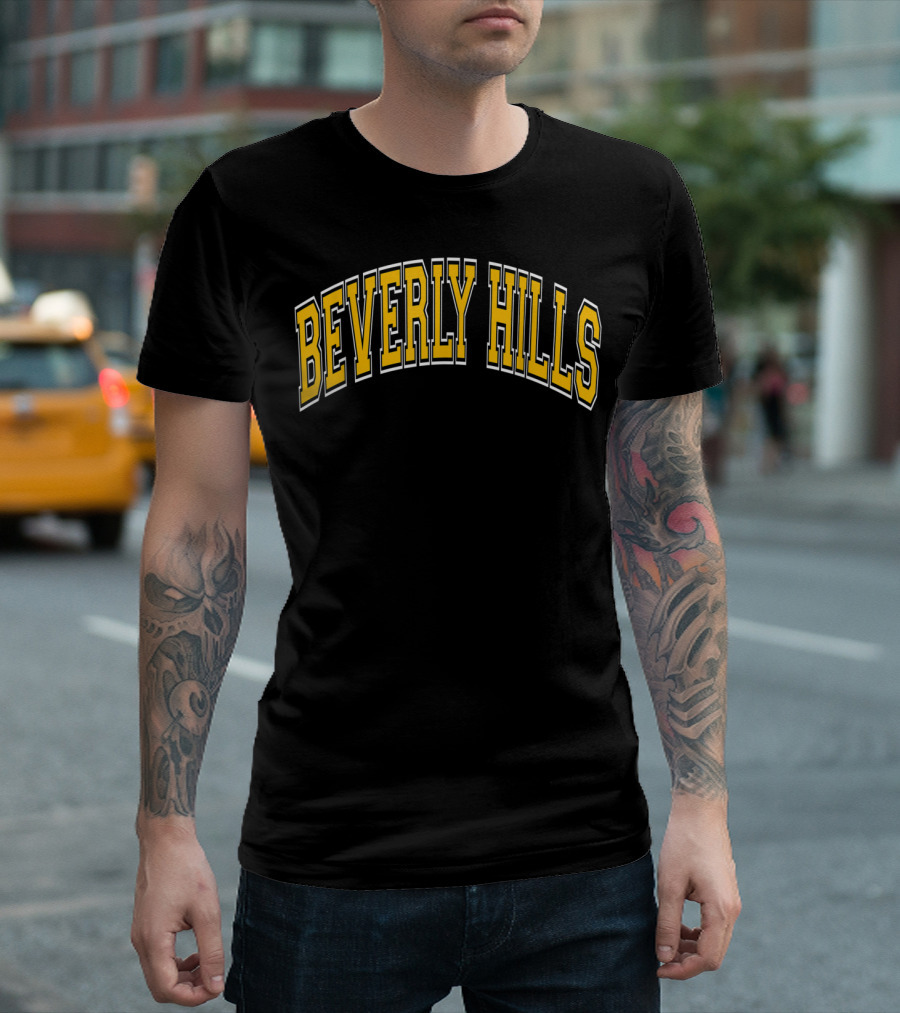 Beverly Hills Varsity Arch Amber Text T-Shirt