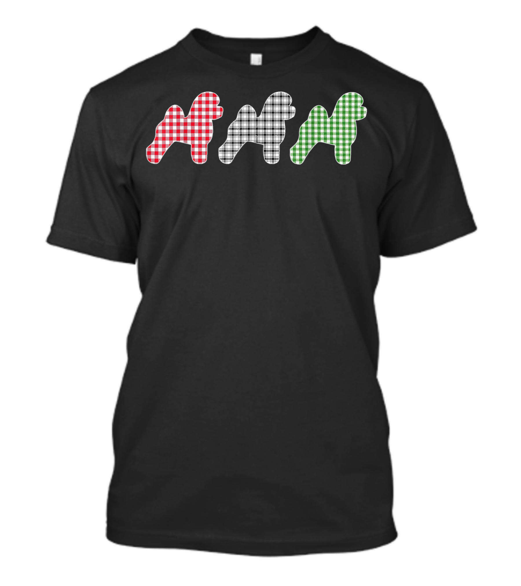 Bichon Frise Red Black Green Plaid Family T-Shirt