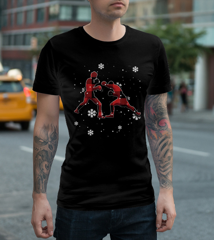 Boxing Plaid Snowflake Fight Scene T-Shirt