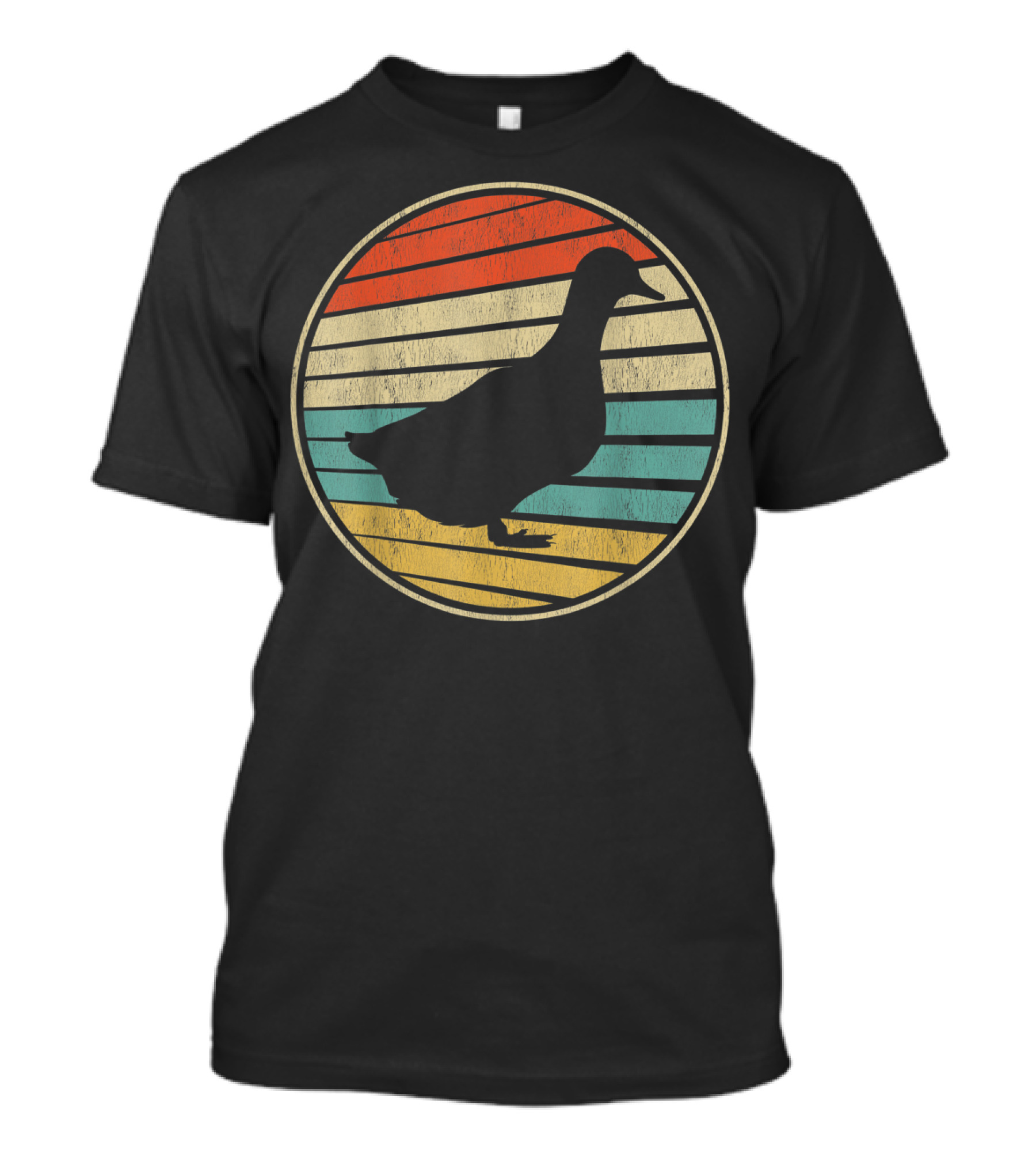 Cool Duck Lover Vintage 70s 80s Retro Silhouette Circle Stripes T-Shirt