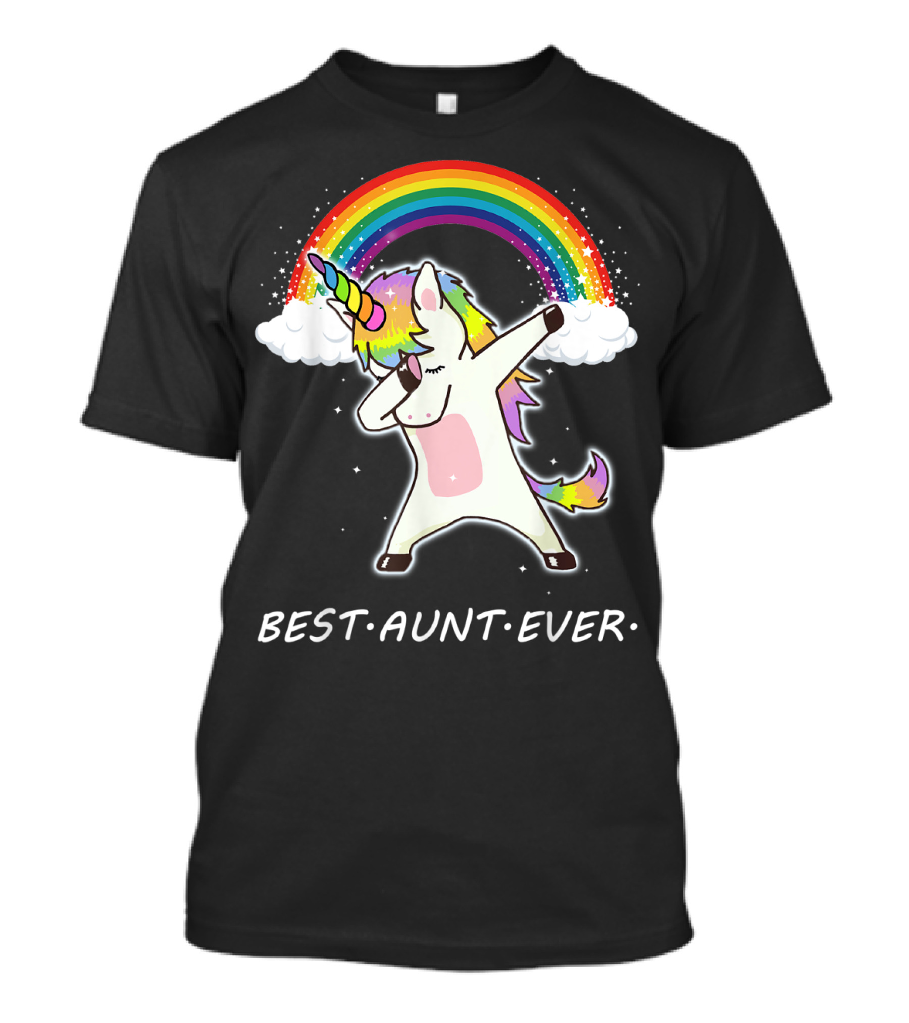 Best Aunt Ever Dabbing Unicorn Rainbow Clouds T-Shirt