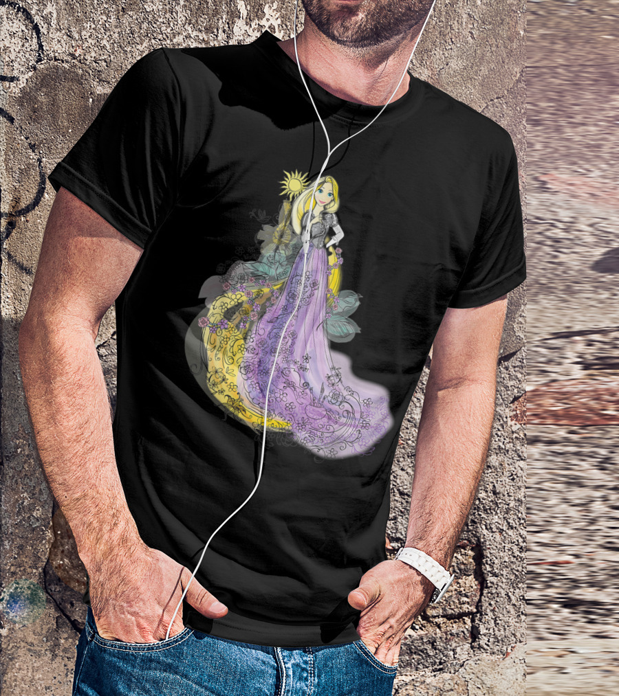 Disney Tangled Rapunzel Sun And Flowers Watercolor T-Shirt