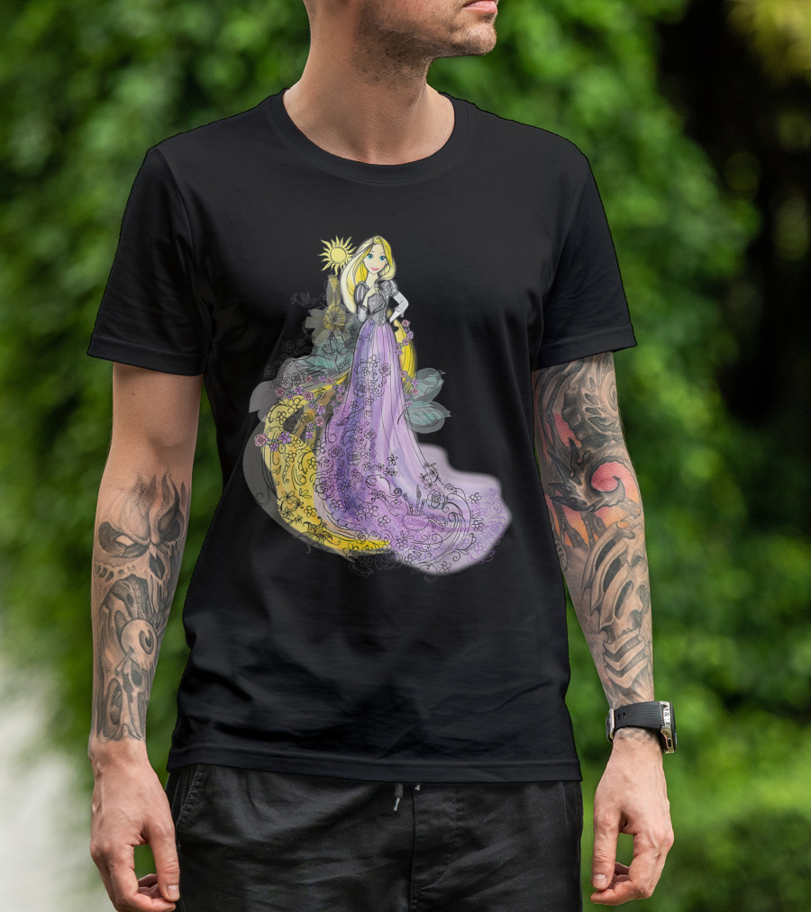 Disney Tangled Rapunzel Sun And Flowers Watercolor T-Shirt