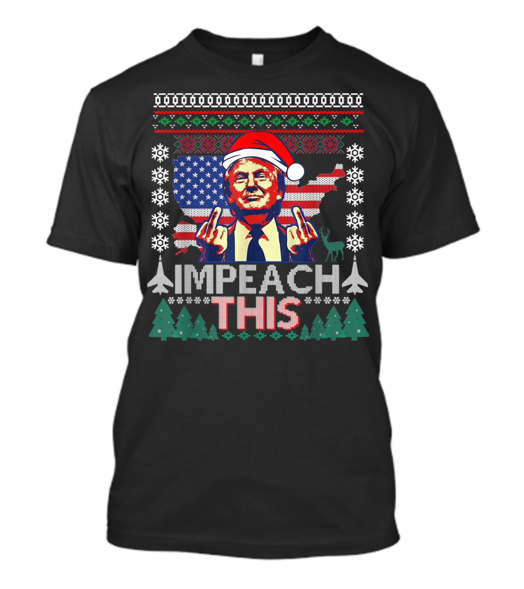 Donald Trump Santa Hat Impeach This Ugly Christmas T-Shirt