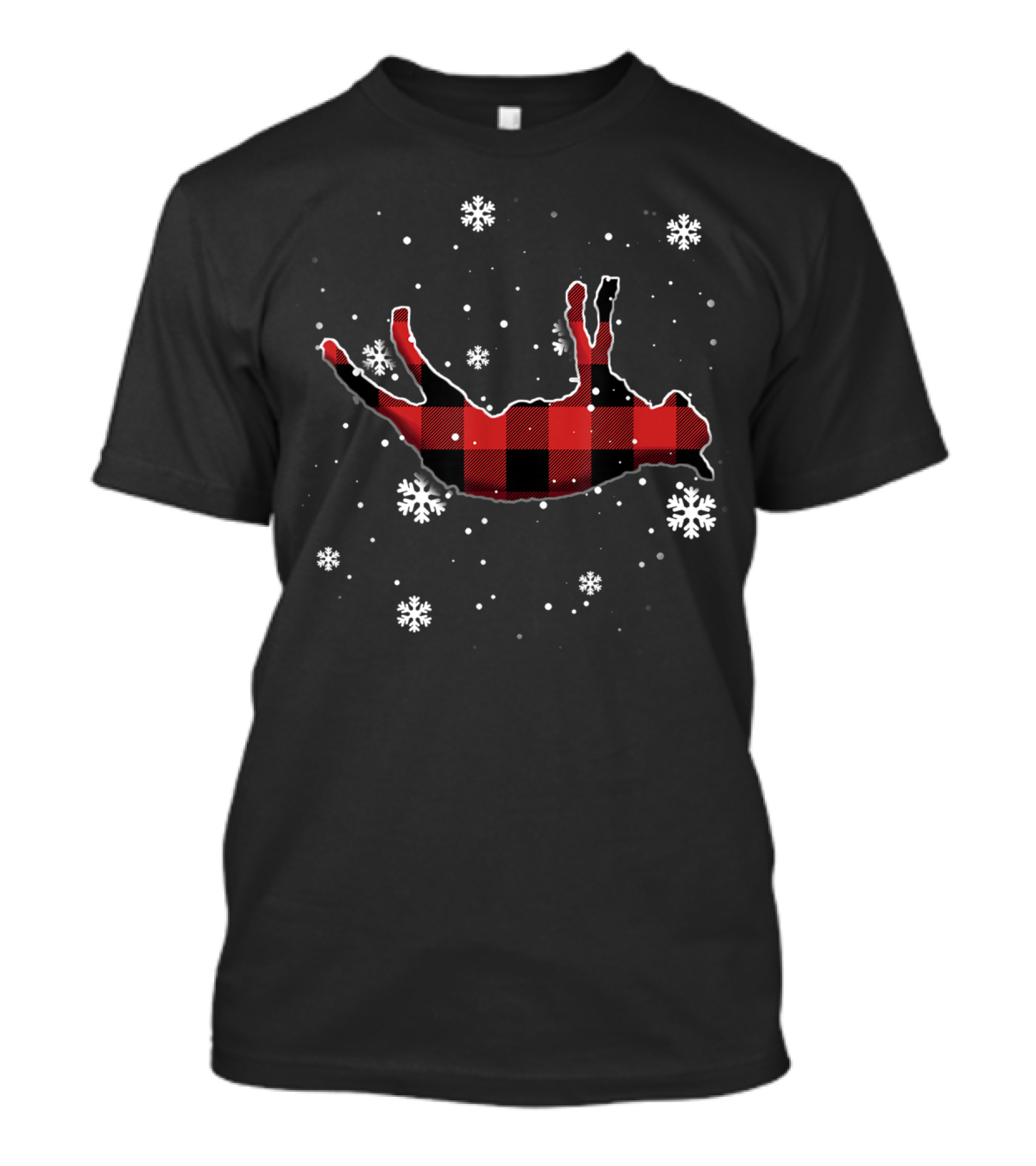 Fainting Goat Plaid Snowflakes T-Shirt