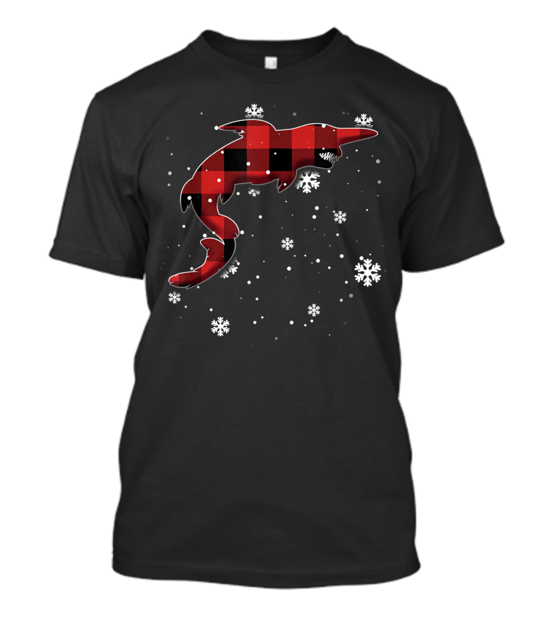 Plaid Goblin Shark With Snowflakes T-Shirt
