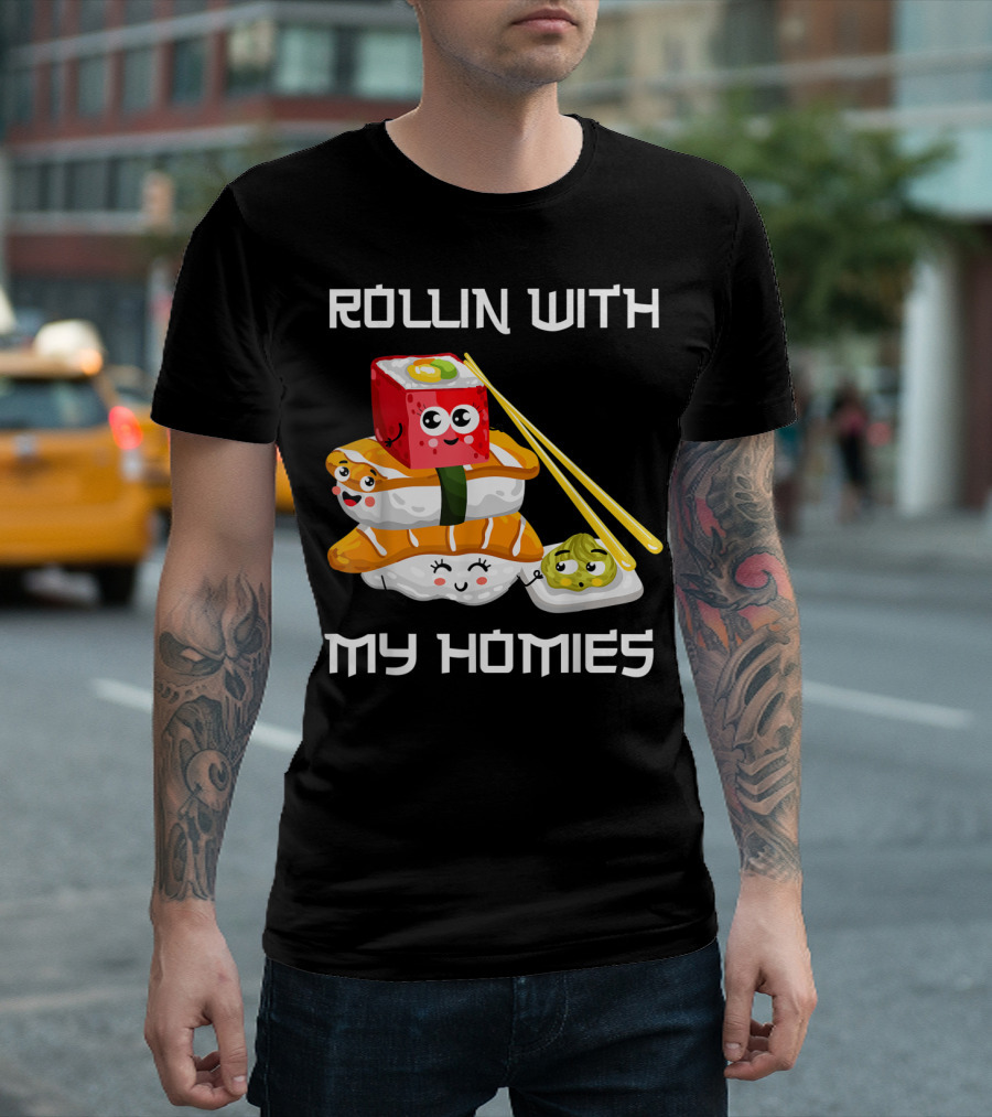 Rollin With My Homies Kawaii Sushi Stack T-Shirt