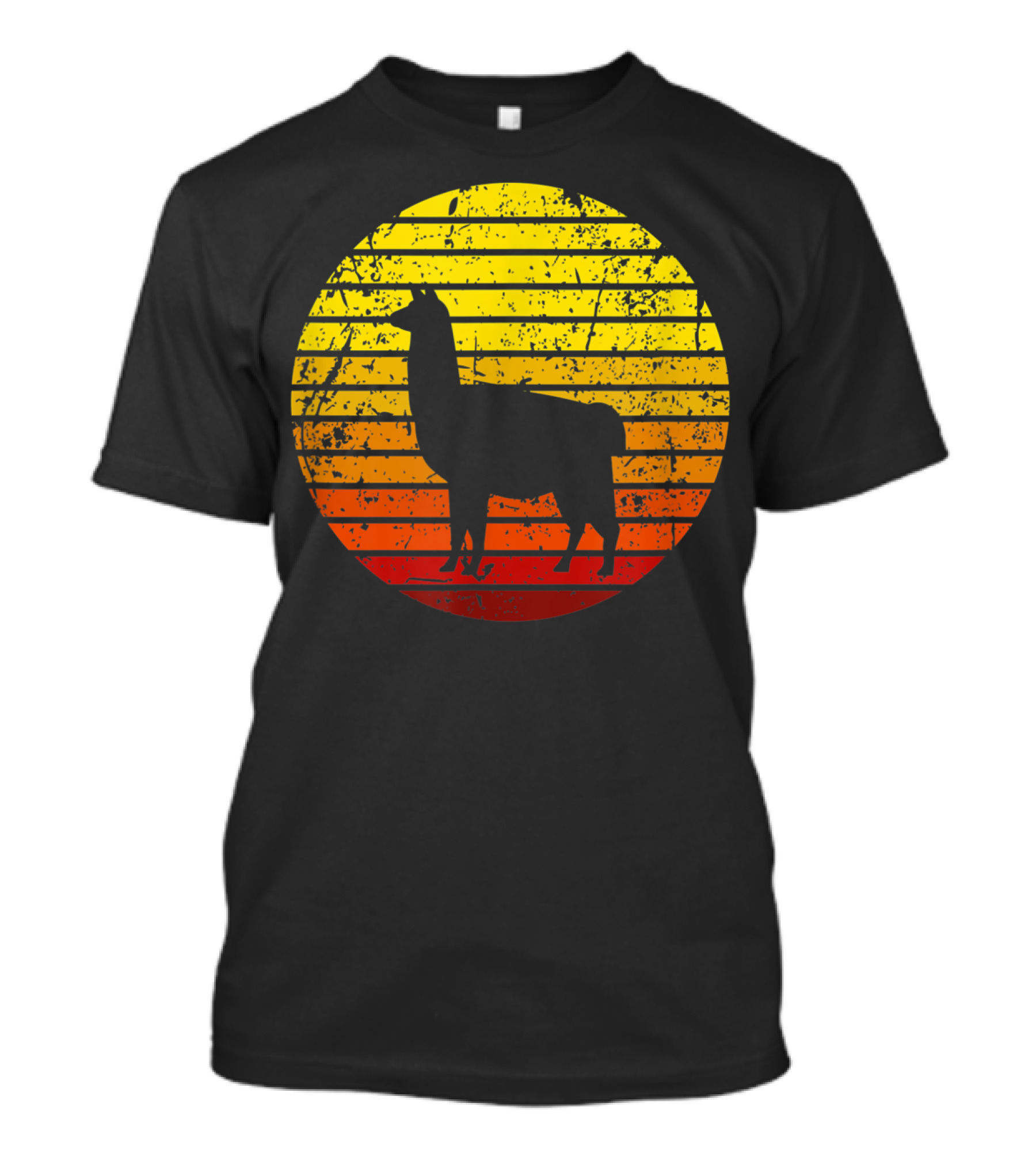 Silhouette Llama Alpaca Retro Sunset T-Shirt