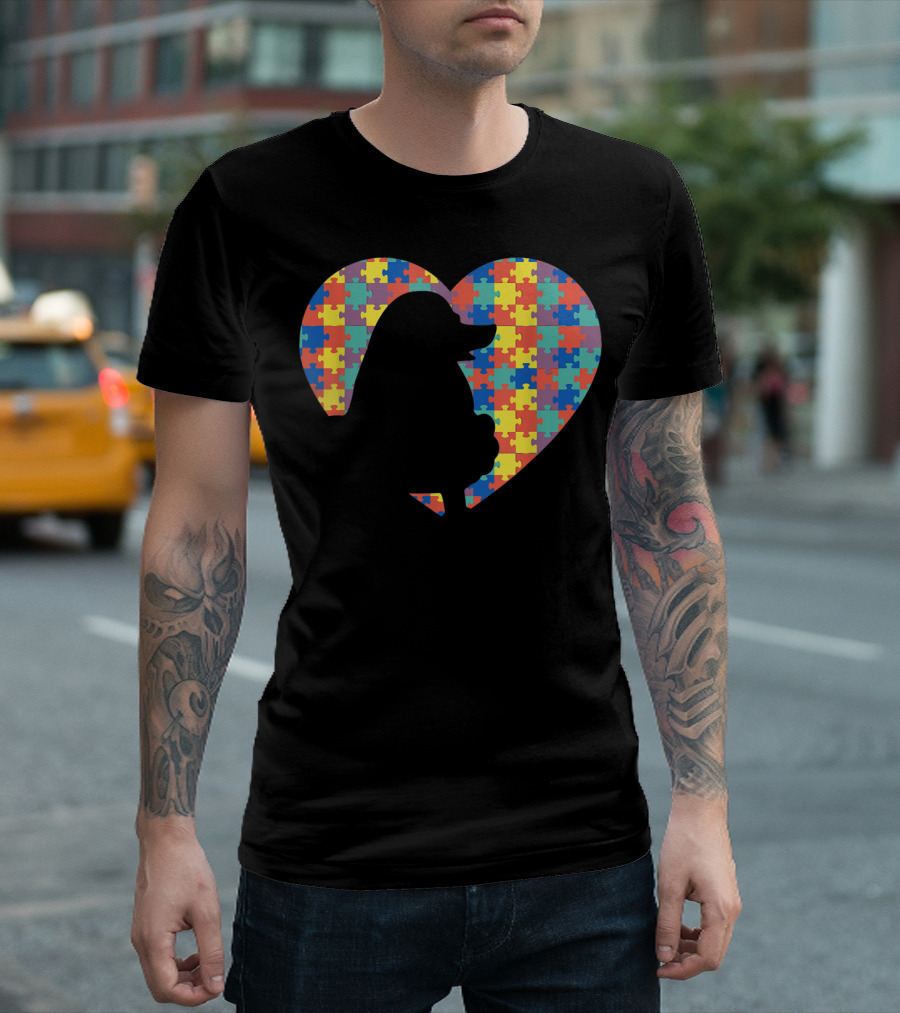 Lovable Poodle Heart Autism Puzzle T-Shirt