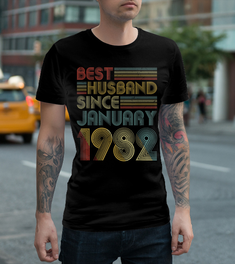 Best Husband Since January 1982 Mens 38Th Wedding Anniversary T-Shirt