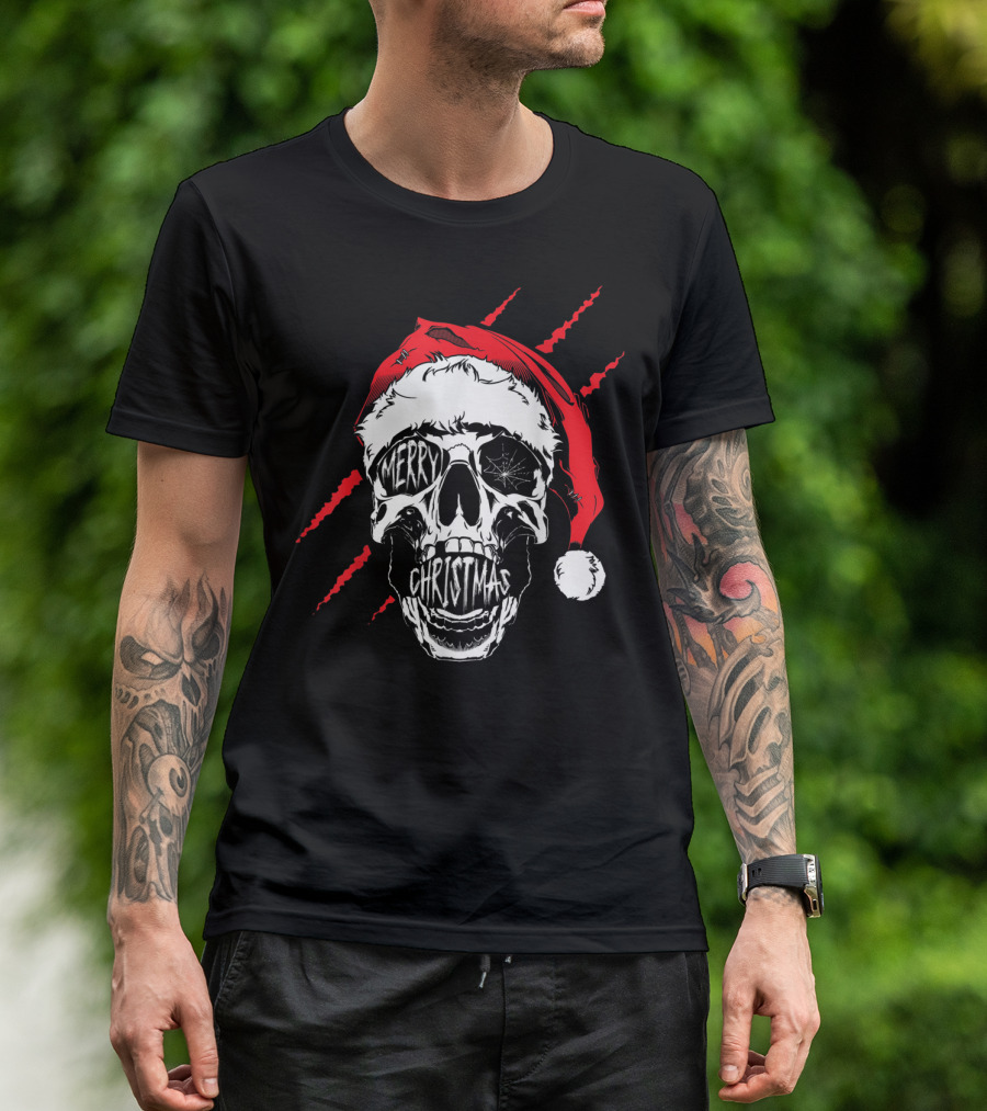Merry Christmas Skull Santa Xmas Skulls T-Shirt