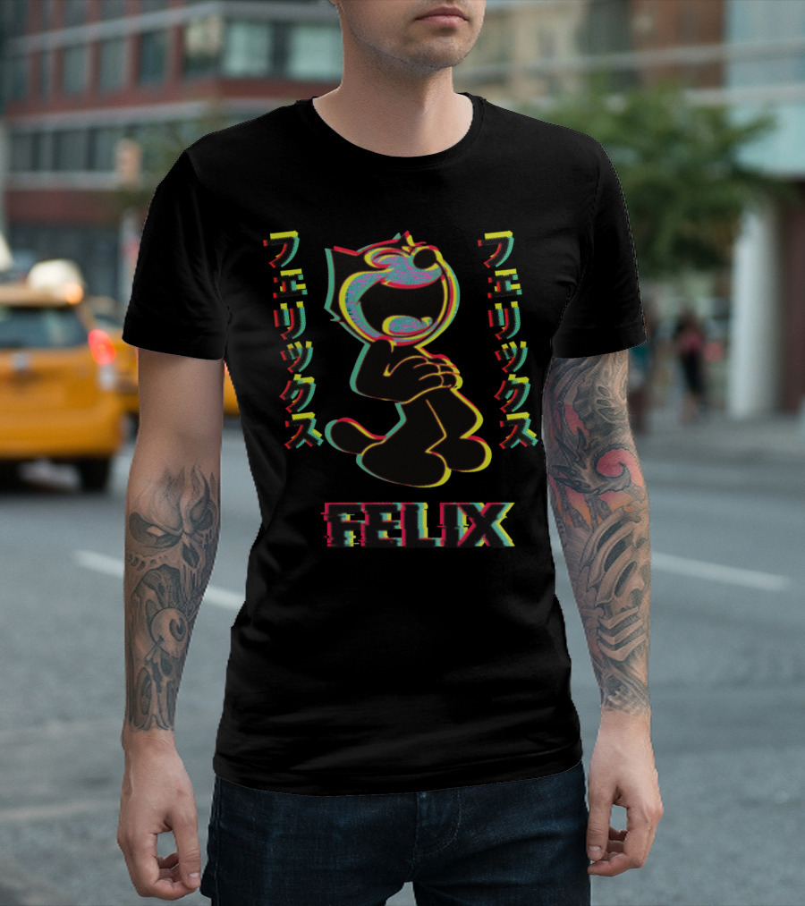 Vaporwave Otaku Anime Felix Cat Laughing T-Shirt