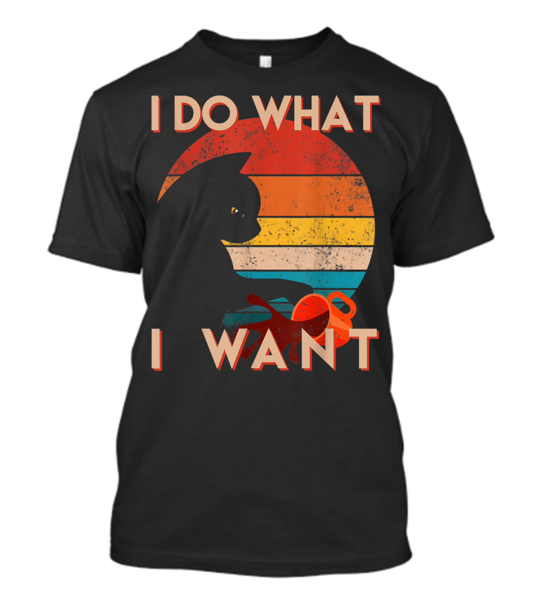 Vintage Cat I Do What I Want Retro Sunset T-Shirt