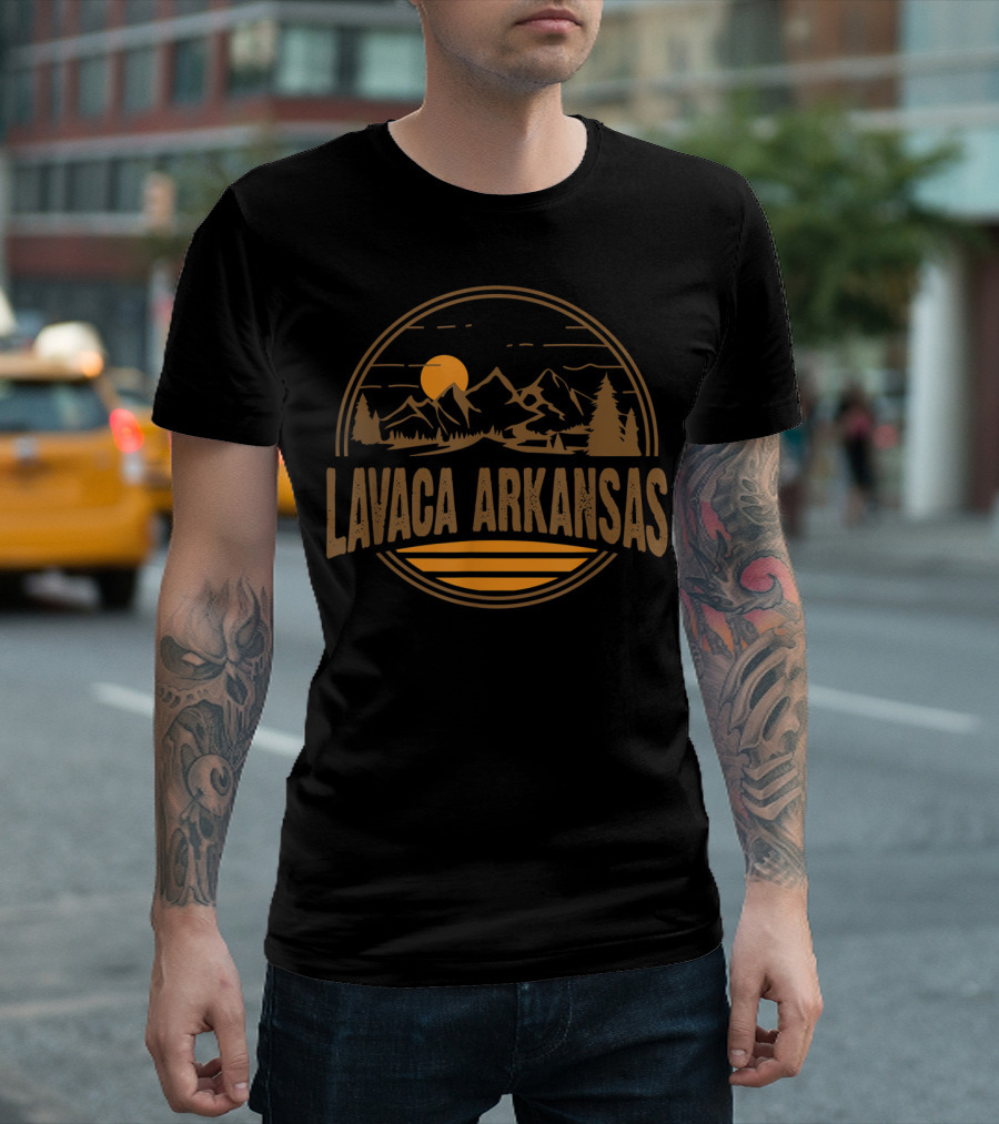 Lavaca Arkansas Vintage Mountain Sunset Hiking Scene T-Shirt
