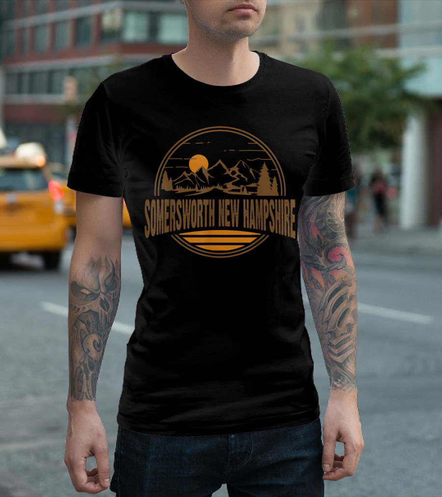 Vintage Somersworth New Hampshire Mountain Sunset Scene T-Shirt