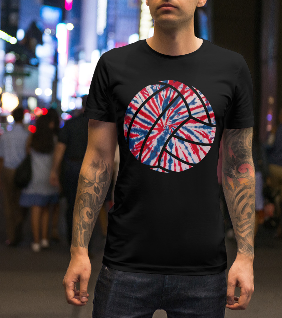 American Red White Blue Tie Dye Volleyball T-Shirt