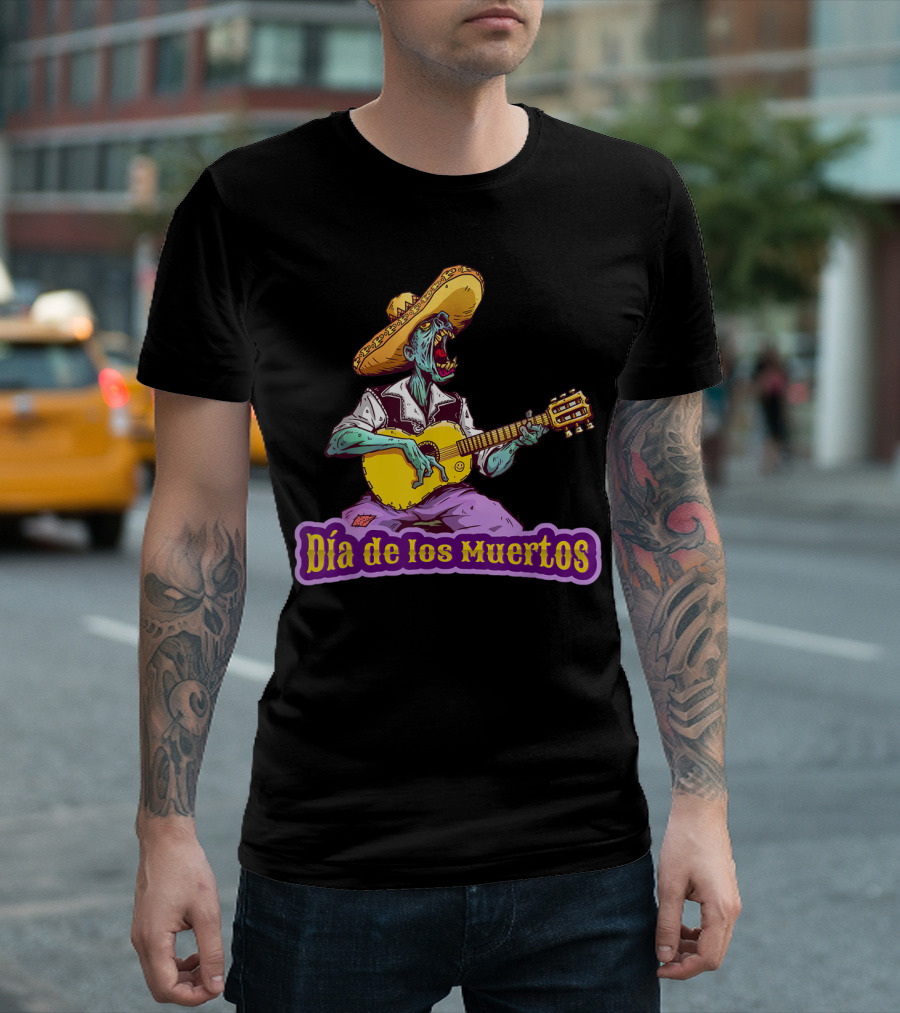 Día de los Muertos Zombie Guitar Player Mexico T-Shirt