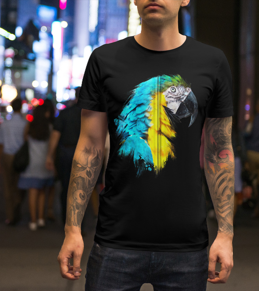 Watercolour Colourful Macaw Parrot T-Shirt