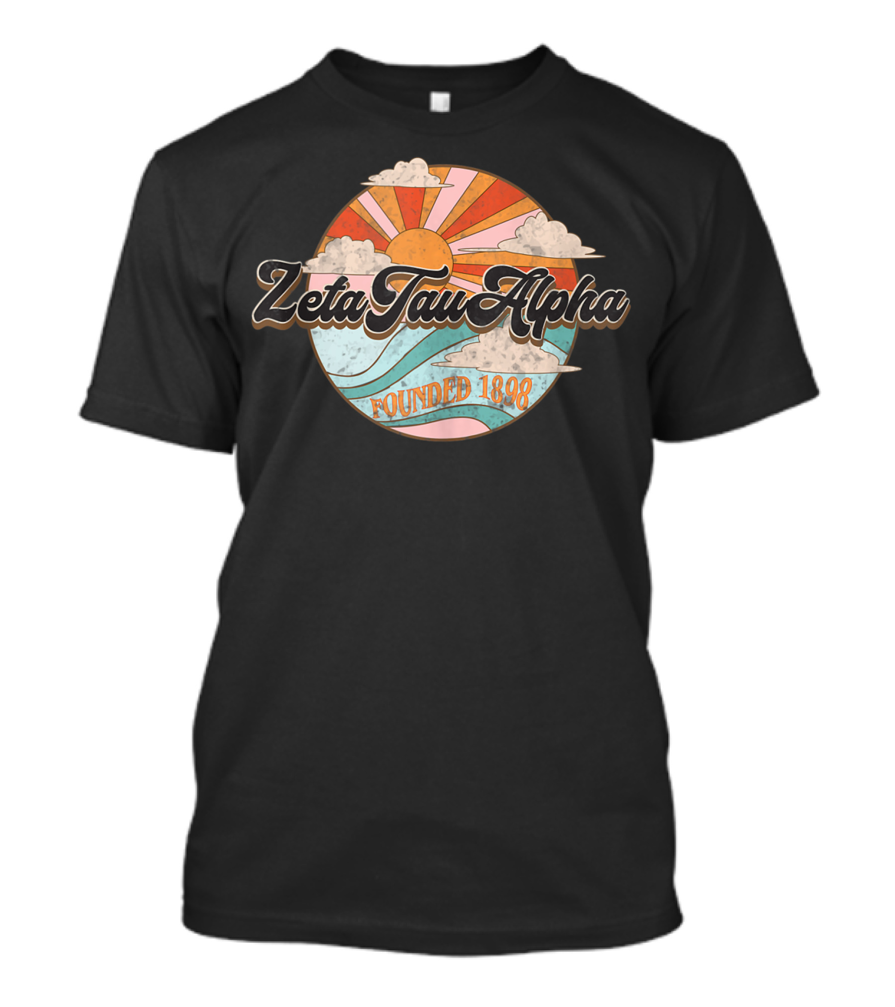 Zeta Tau Alpha Founded 1898 Retro Sunburst T-Shirt