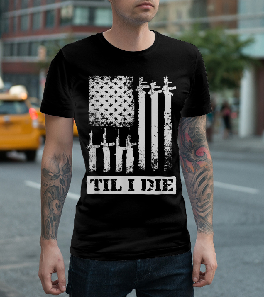 Black Rifle Coffee Til I Die American Flag AR-15 T-Shirt
