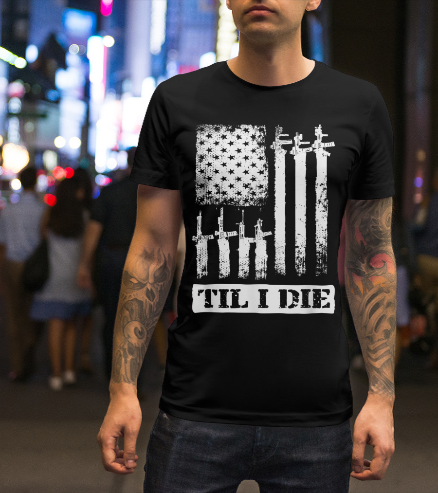 Black Rifle Coffee Til I Die American Flag AR-15 T-Shirt