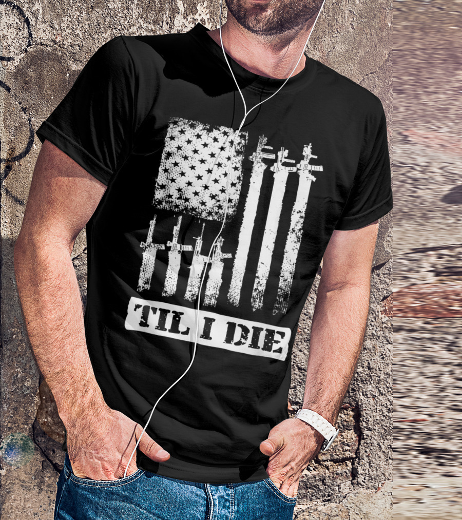 Black Rifle Coffee Til I Die American Flag AR-15 T-Shirt