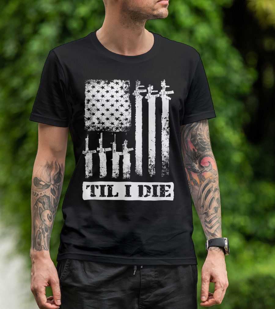Black Rifle Coffee Til I Die American Flag AR-15 T-Shirt
