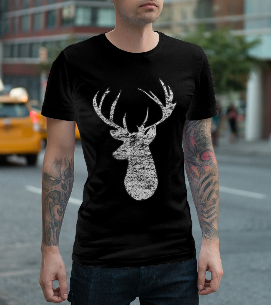 Camouflage Flag Deer Hunting Stag Silhouette 2Sided T-Shirt