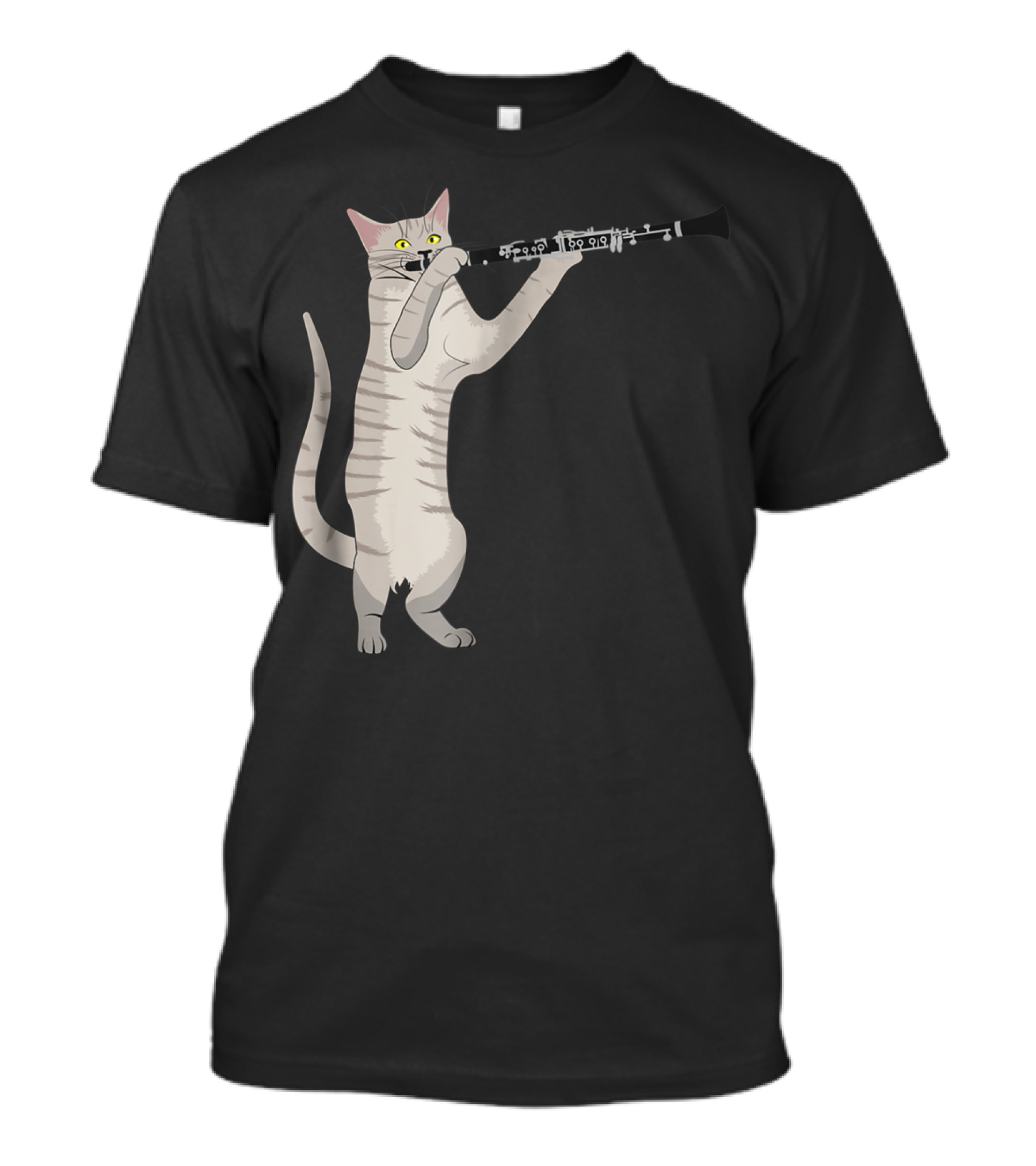 Clarinet Playing Cat For Musicians And Kitten Lovers T-Shirt