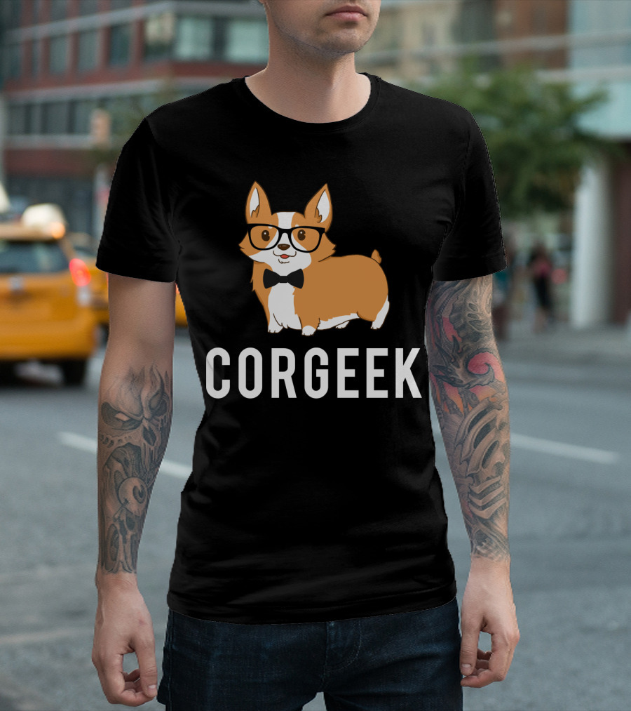 Corgeek Glasses Bowtie Corgi T-Shirt