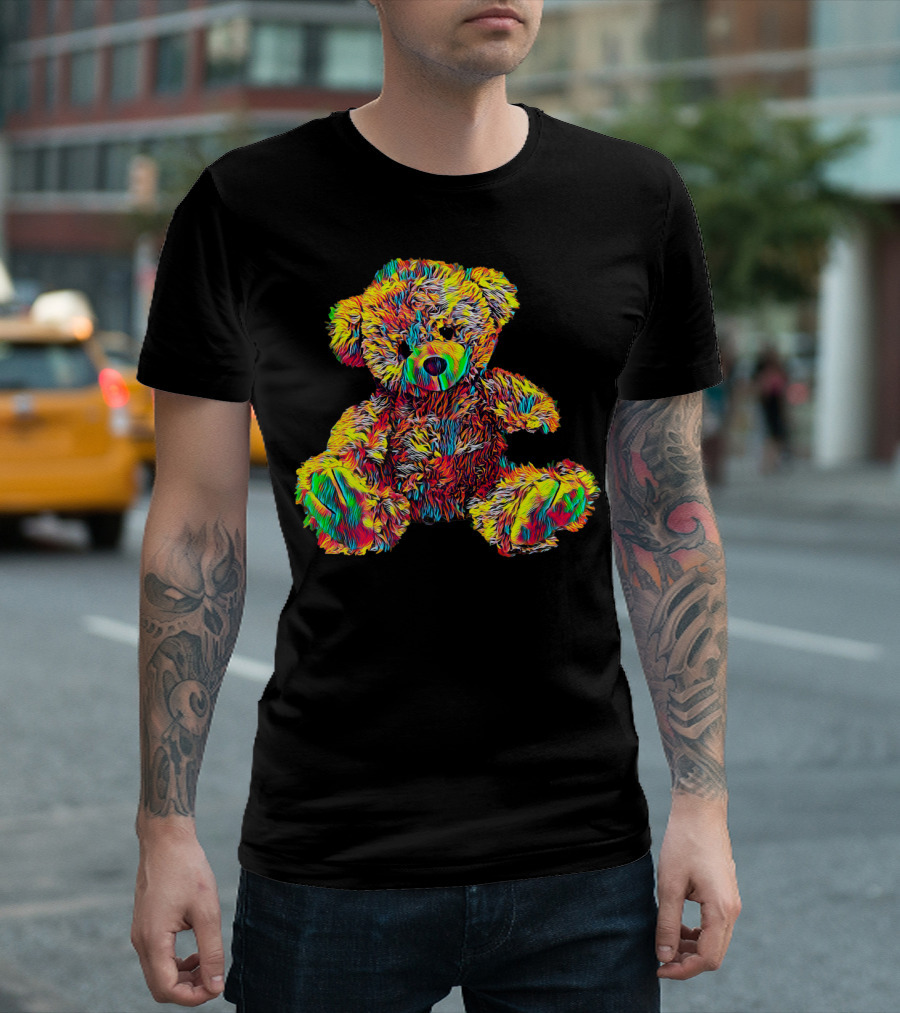 Cute Teddy Bear Stuffed Toy Rainbow Colors T-Shirt