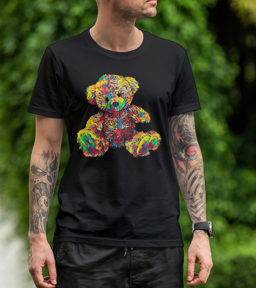 Cute Teddy Bear Stuffed Toy Rainbow Colors T-Shirt