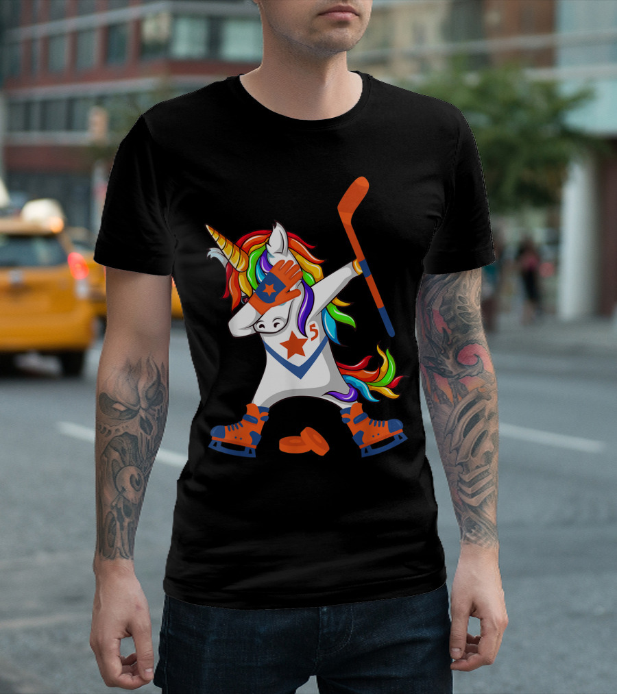 Dabbing Unicorn Hockey Puck Squad Rainbow Dab T-Shirt