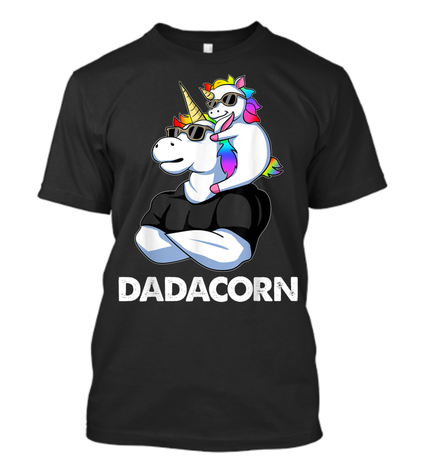 Dadacorn Cool Unicorn Dad And Baby Christmas Papa T-Shirt