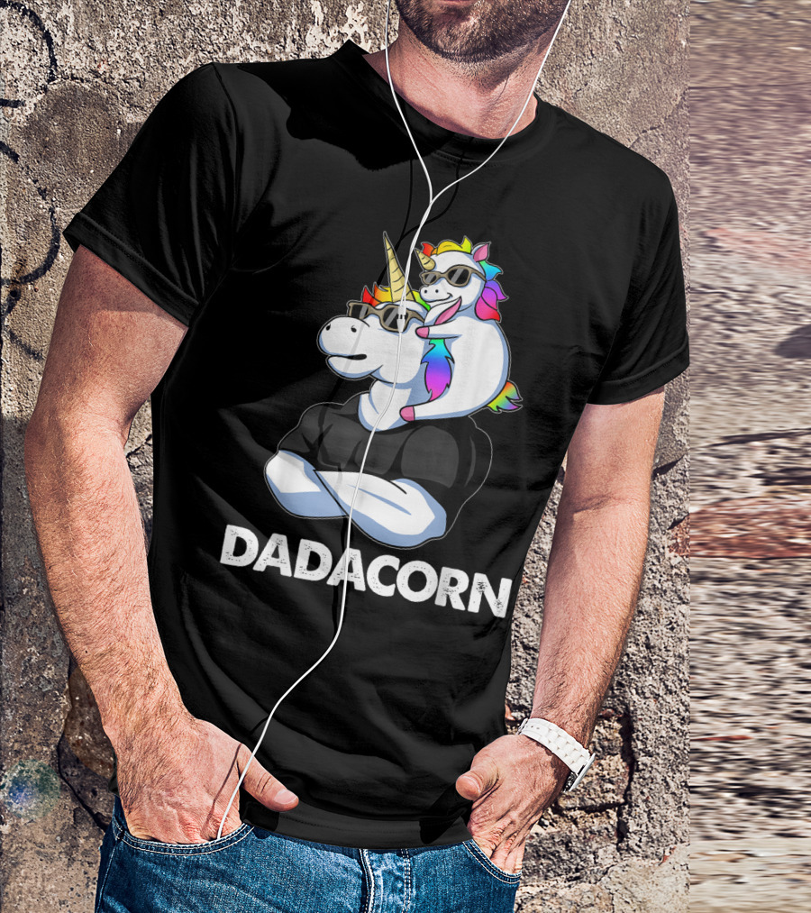 Dadacorn Cool Unicorn Dad And Baby Christmas Papa T-Shirt