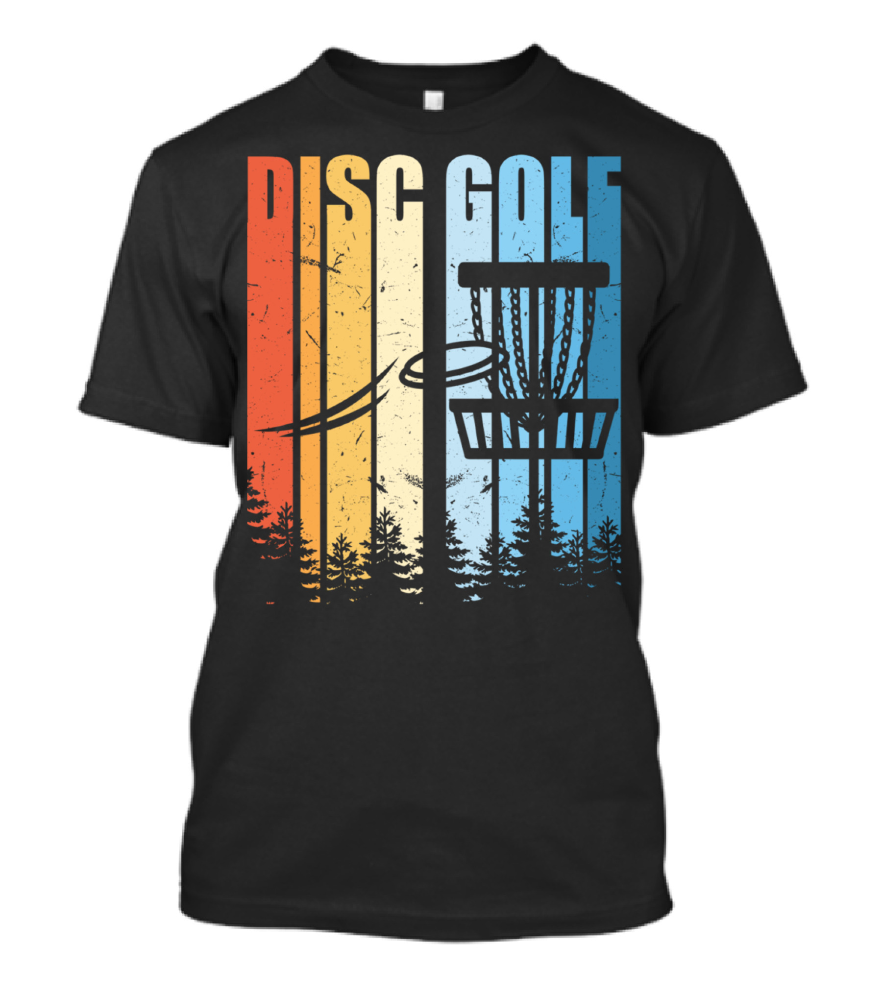 Disc Golf Retro Sunset Forest T-Shirt