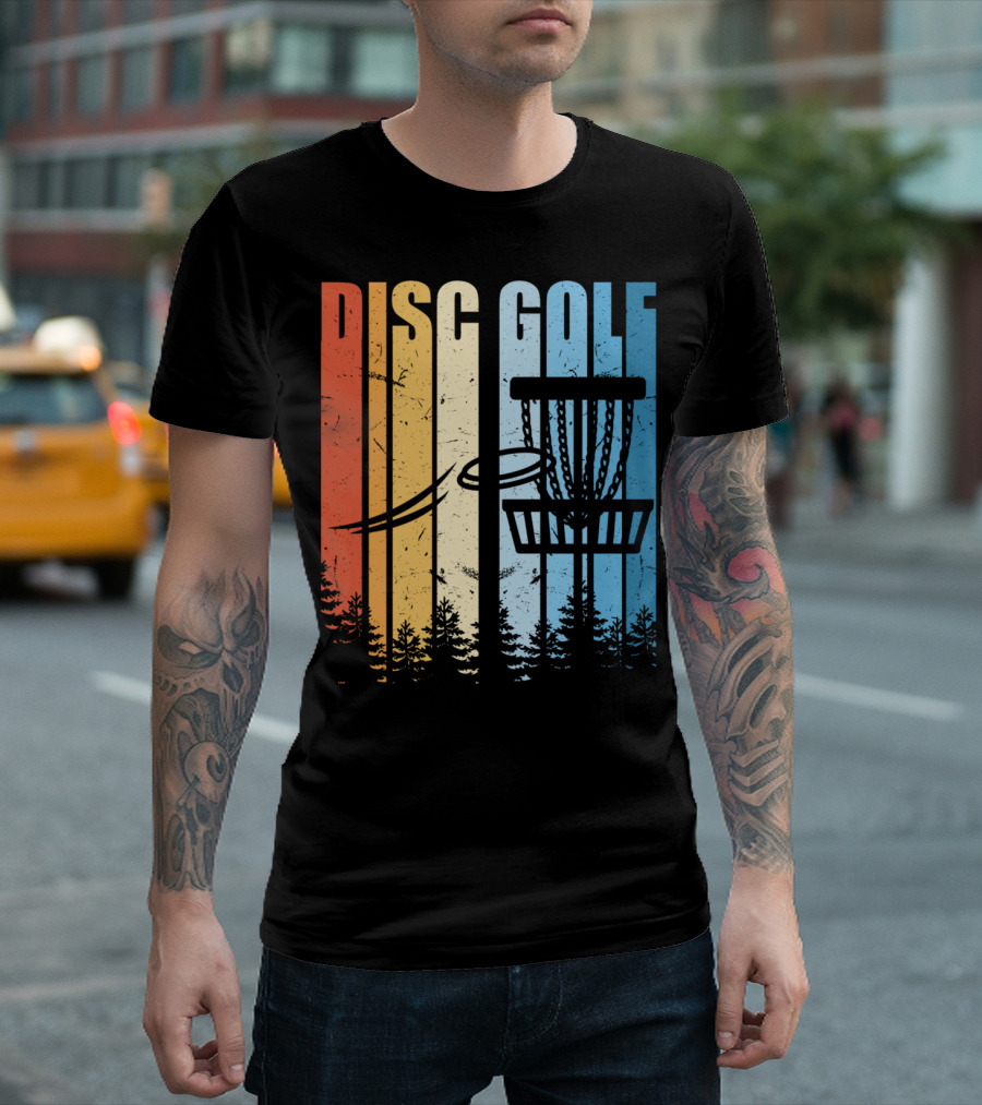 Disc Golf Retro Sunset Forest T-Shirt